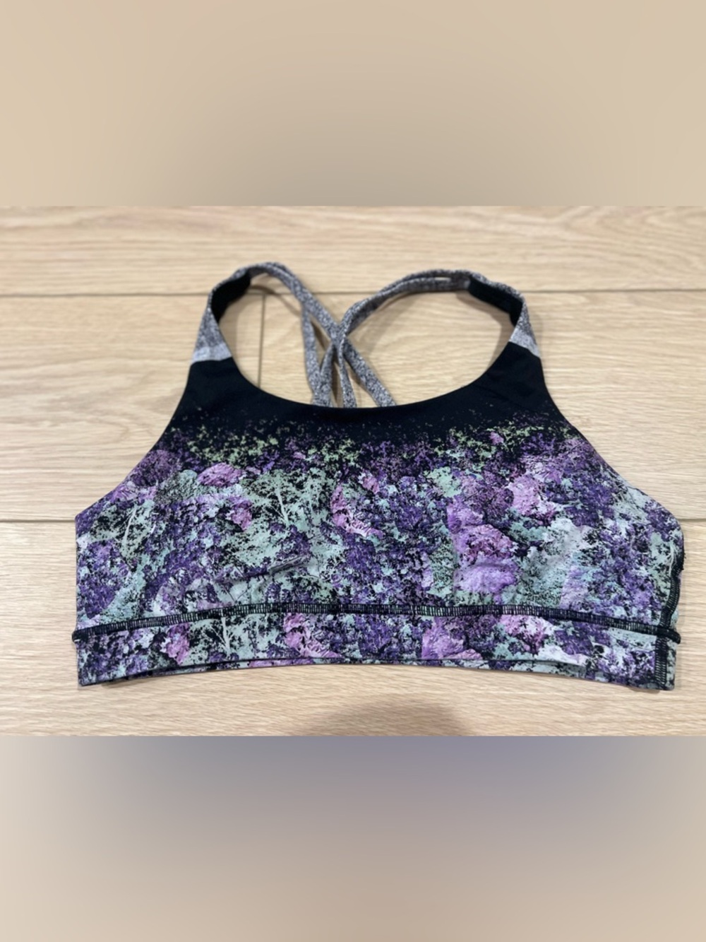 Lululemon energy sports bra floral green and purple size 10